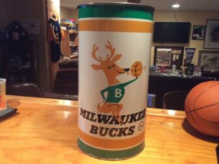 Milwaukee Bucks Trash Can Waste Basket Garbage Logo Vintage Late 70’s