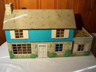 Marx Vintage Two Story Colonial Tin Doll House