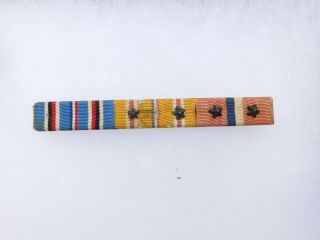 Wwii Wide 3 Place Usmc / Usn Ribbon Bar Asiatic Pacific 2 Combat Stars,