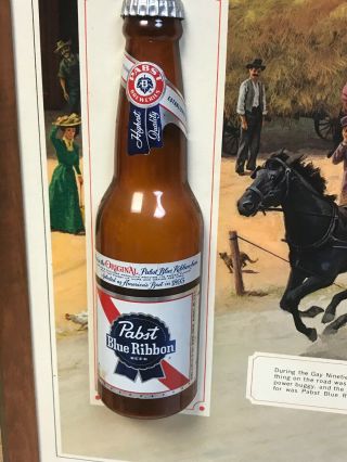 Vintage Pabst Blue Ribbon Beer At Popular Prices Horse Race Bar Sign 17”X15” Pub 2