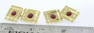 Heavy vintage 14K gold high fashion 2.  0CTW (4mm) cabochon Burma ruby cufflinks 4