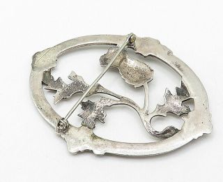 925 Sterling Silver - Vintage Sculpted Floral Leaf Vine Oval Brooch Pin - BP3155 3