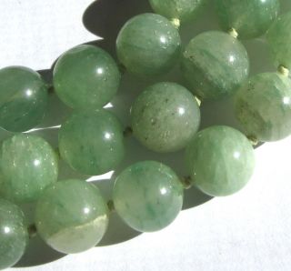 32 " Hand - Knotted Necklace Of Stunning Old Green Aventurine Vintage Beads