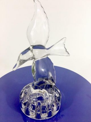 Cambridge Vtg Sea Gull Deco Bird Flight Elegant Crystal Glass Flower Frog Vase