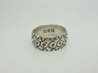 Rare Victorian 1872 Carved Design Wedding Band Ring - Size O - Full Hallmark