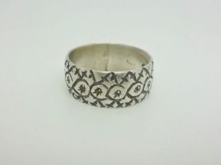 Rare Victorian 1872 Carved Design Wedding Band Ring - Size O - Full Hallmark 3