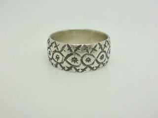 Rare Victorian 1872 Carved Design Wedding Band Ring - Size O - Full Hallmark 4