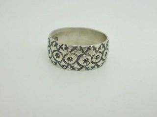 Rare Victorian 1872 Carved Design Wedding Band Ring - Size O - Full Hallmark 5