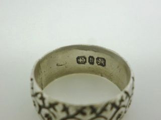 Rare Victorian 1872 Carved Design Wedding Band Ring - Size O - Full Hallmark 6