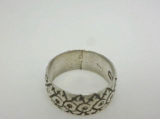 Rare Victorian 1872 Carved Design Wedding Band Ring - Size O - Full Hallmark 7