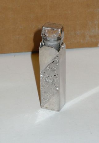 Vintage Wells Sterling Silver Perfume Holder W/ Glass Bottle & Dauber
