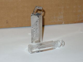 Vintage WELLS Sterling Silver Perfume Holder w/ Glass Bottle & Dauber 4