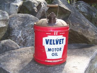 Vintage Velvet Oil Can Speedway Detroit Motor Oil Can 5 Gal Michigan Gas Station