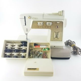 Vintage Singer Sewing Machine Golden Touch & Sew Model 750 With Accessories