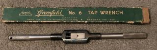 Vintage Greenfield " Gtd " No.  6 Tap Handle Wrench 15” Greenfield Mass Made In Usa