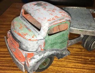 Vintage Smitty Toys Tractor Trailor Truck Flatbed Solid Body Smith Miller Calif 4