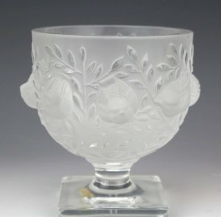 Vintage Signed Lalique French Art Glass Crystal Elizabeth Bird Vase Bowl Nr Mof