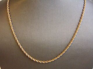 Lovely Vintage Estate 14k Yellow Gold Rope Chain Necklace 4.  5g E3891