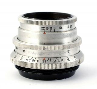Vintage M42 lens CARL ZEISS JENA TESSAR 3.  5/50 Red T 14 blades 50mm f/3.  5 5