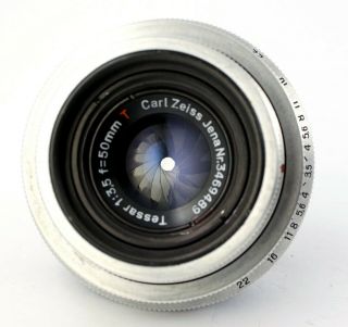 Vintage M42 lens CARL ZEISS JENA TESSAR 3.  5/50 Red T 14 blades 50mm f/3.  5 6
