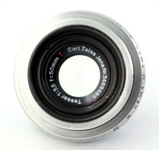 Vintage M42 lens CARL ZEISS JENA TESSAR 3.  5/50 Red T 14 blades 50mm f/3.  5 7