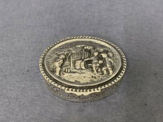 Vintage Sterling Silver Gilded Oval 925 Repousse Pill Snuff Box.
