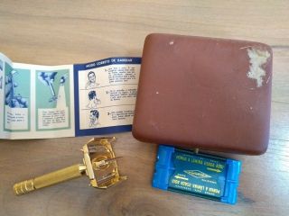 VERY RARE Vintage 1940/50s B R A Z I L Gillette Safety Razor w/ case 8