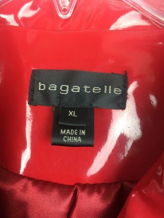 Vtg Bagatelle XL Shiny Red PVC Vinyl Raincoat Jacket Slicker Patent Trench Coat 2