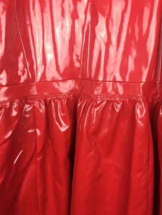 Vtg Bagatelle XL Shiny Red PVC Vinyl Raincoat Jacket Slicker Patent Trench Coat 7