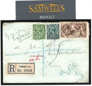 Gb London - Paris 1919 First Official Flight Cover Rare Seahorse Express Ms4352