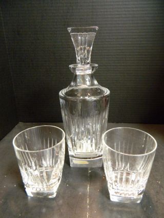 Vintage Signed Waterford Clarion Crystal Decanter,  (2) Whiskey Glasses Excellen 3