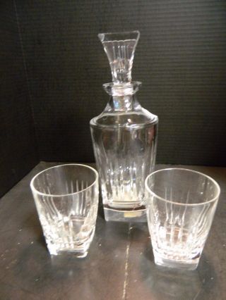Vintage Signed Waterford Clarion Crystal Decanter,  (2) Whiskey Glasses Excellen 4