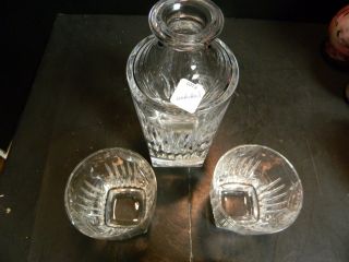 Vintage Signed Waterford Clarion Crystal Decanter,  (2) Whiskey Glasses Excellen 8
