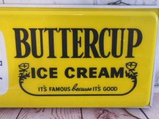 RARE Vintage 1950s BUTTERCUP ICE CREAM Lighted Advertising Clock Light Wall Sign 3