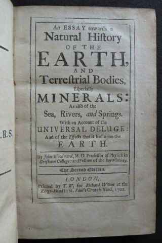 Rare ESSAY NATURAL HISTORY EARTH 1702 WOODWARD Geology MINERALS RIVERS SEAS 4