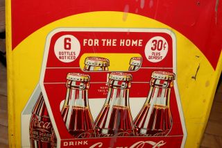 Vintage 1940 ' s Drink Coca - Cola Carton 6 Pack Tin Metal Sign Bottle Pop 2