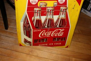 Vintage 1940 ' s Drink Coca - Cola Carton 6 Pack Tin Metal Sign Bottle Pop 3