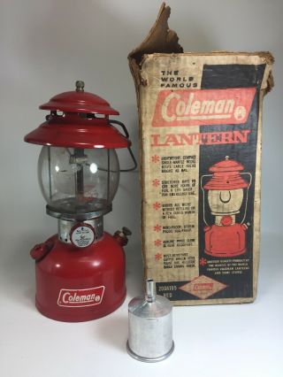 Vintage Coleman Lantern Model 200a Red 10 - 1967 Single Mantle Globe