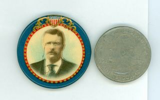 Vintage 1904 President Theodore Roosevelt Campaign Pinback Button Blue Shield