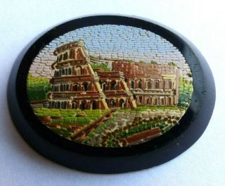 Antique Fine 19th Century Micro Mosaic Inlaid Plaque / Panel - The Coliseum