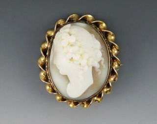 Antique Victorian 19th Century Gold Filled Carved Shell Cameo Pin/brooch