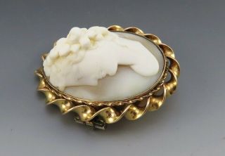 Antique Victorian 19th Century Gold Filled Carved Shell Cameo Pin/Brooch 2