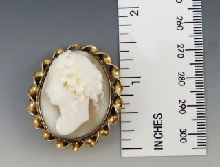 Antique Victorian 19th Century Gold Filled Carved Shell Cameo Pin/Brooch 3