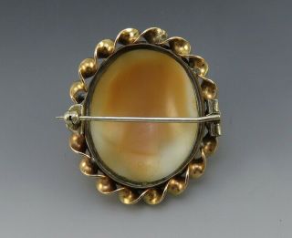 Antique Victorian 19th Century Gold Filled Carved Shell Cameo Pin/Brooch 4