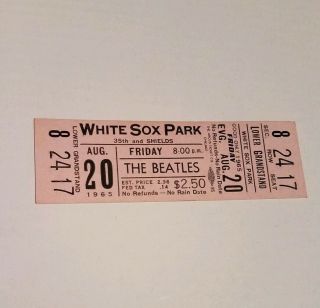 Beatles VINTAGE 1965 CHICAGO WHITE SOX Park Ticket 9