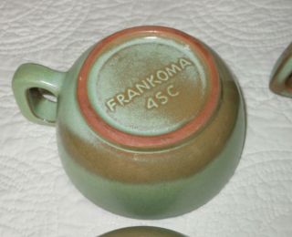 Vtg Frankoma Pottery Set of 4 Soup Chili Cups Mug Bowls 4SC LAZY BONES 1968 4