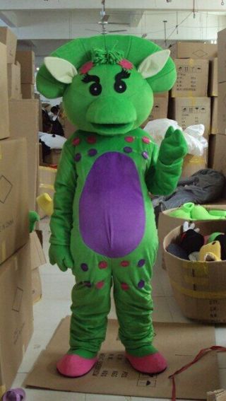 Cute Green Barney Mascot Costume Suit Cosplay Party Game Dress Outfit Adult 1p
