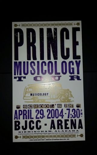 Prince 2004 Hatch Show Print Musicology Bjcc Tour Band Poster Birmingham Rare