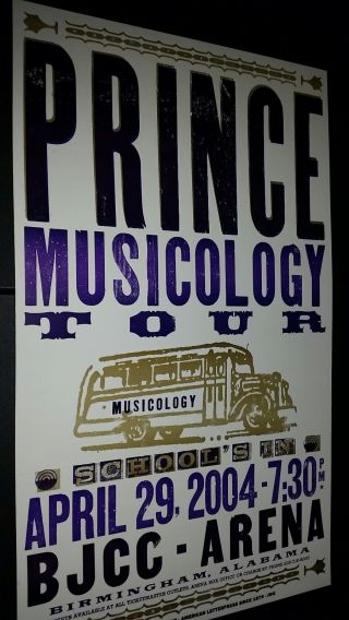 PRINCE 2004 HATCH SHOW PRINT Musicology BJCC Tour Band Poster Birmingham RARE 4