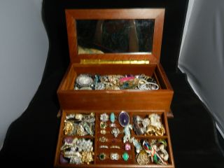 Jewelry Box Full Of Treasures Vintage To Now,  925 Silver & Box Nr